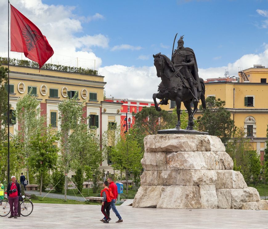 Tourists in Tirana, Albania