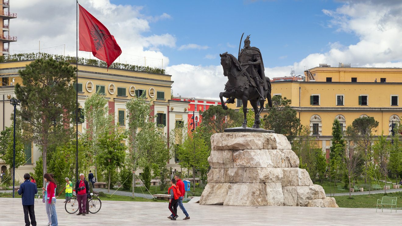 Tourists in Tirana, Albania