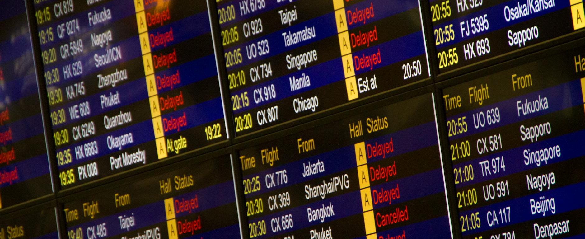 flight schedule screen turned on