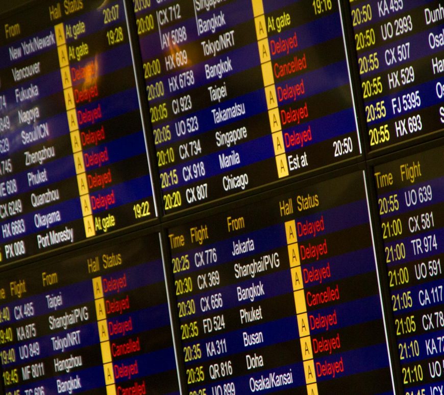 flight schedule screen turned on